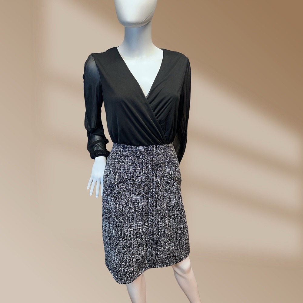 Enfocus Studio Women's Sz 6 Black & White Tweed Skirt Dress